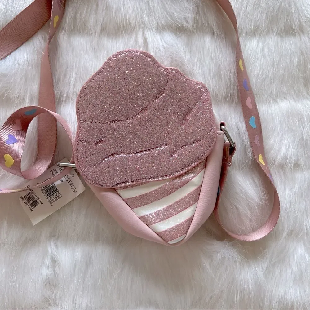 OMG Accessories Glitter Pink Ice Cream Crossbody Bag and Bunny Headband